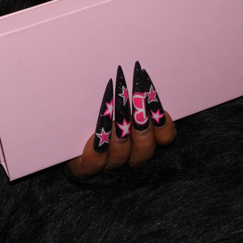 Black Starry Barbie Nail S47-1359