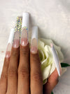 French Pink & White Diamond Nails H44-1205