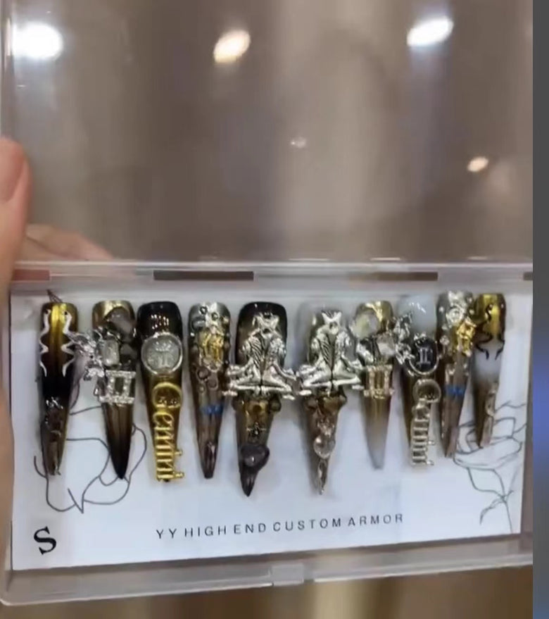 Gemini-Inspired Sharp Stiletto Press On Nails