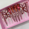 Red butterfly Handmade Stiletto Nails