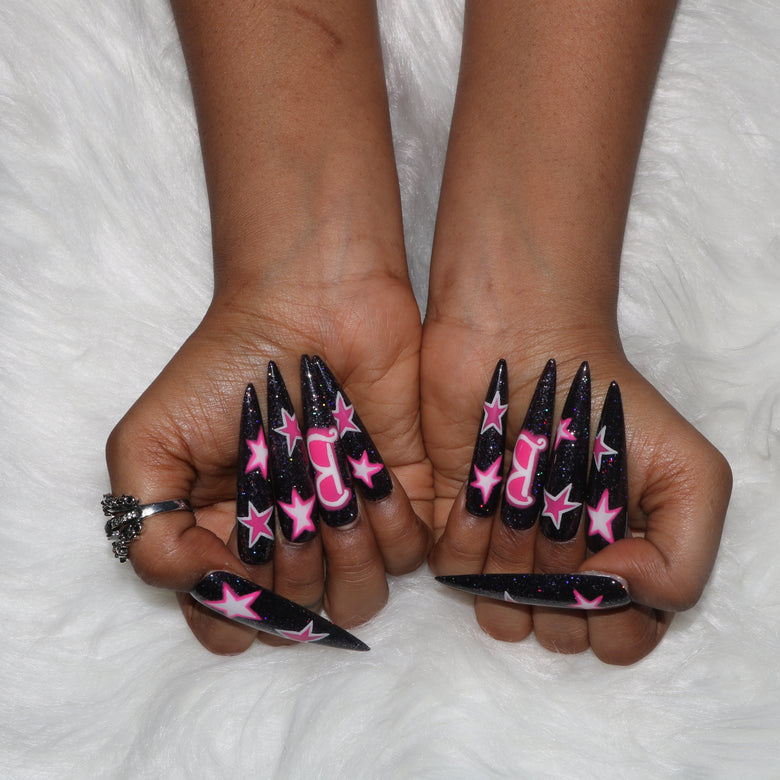 Black Starry Barbie Nail S47-1359
