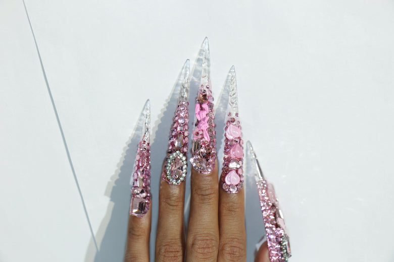 Exclusive pink diamond Nails S44-1202