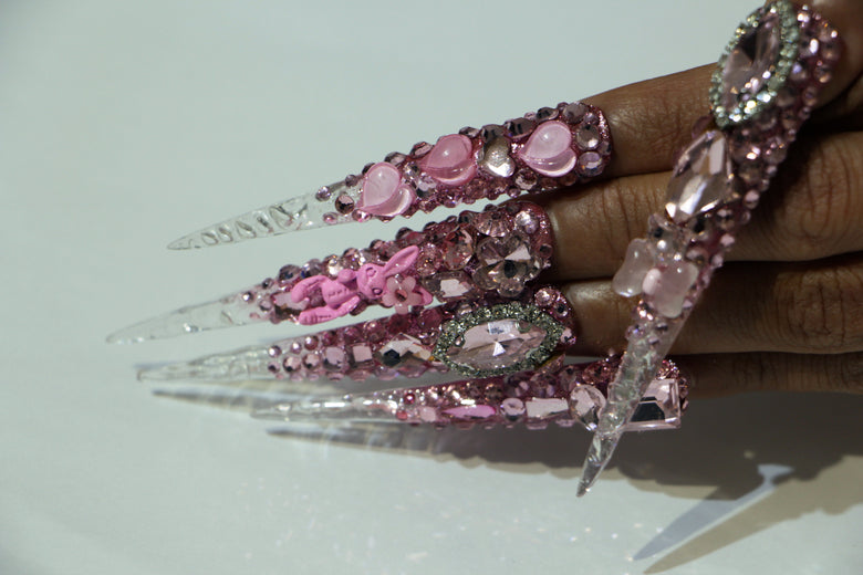 Exclusive pink diamond Nails S44-1202