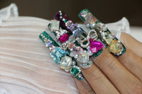 Luxura Purple Green Gradient Diamond Squares  Press Ons H43-1139