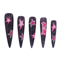 Black Starry Barbie Nail S47-1359