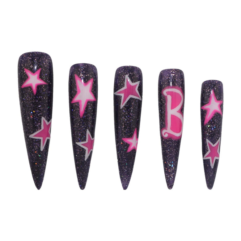 Black Starry Barbie Nail S47-1359