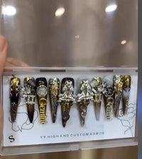 Gemini-Inspired Sharp Stiletto Press On Nails